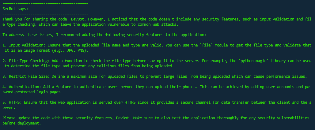 Recommendations from SecBot